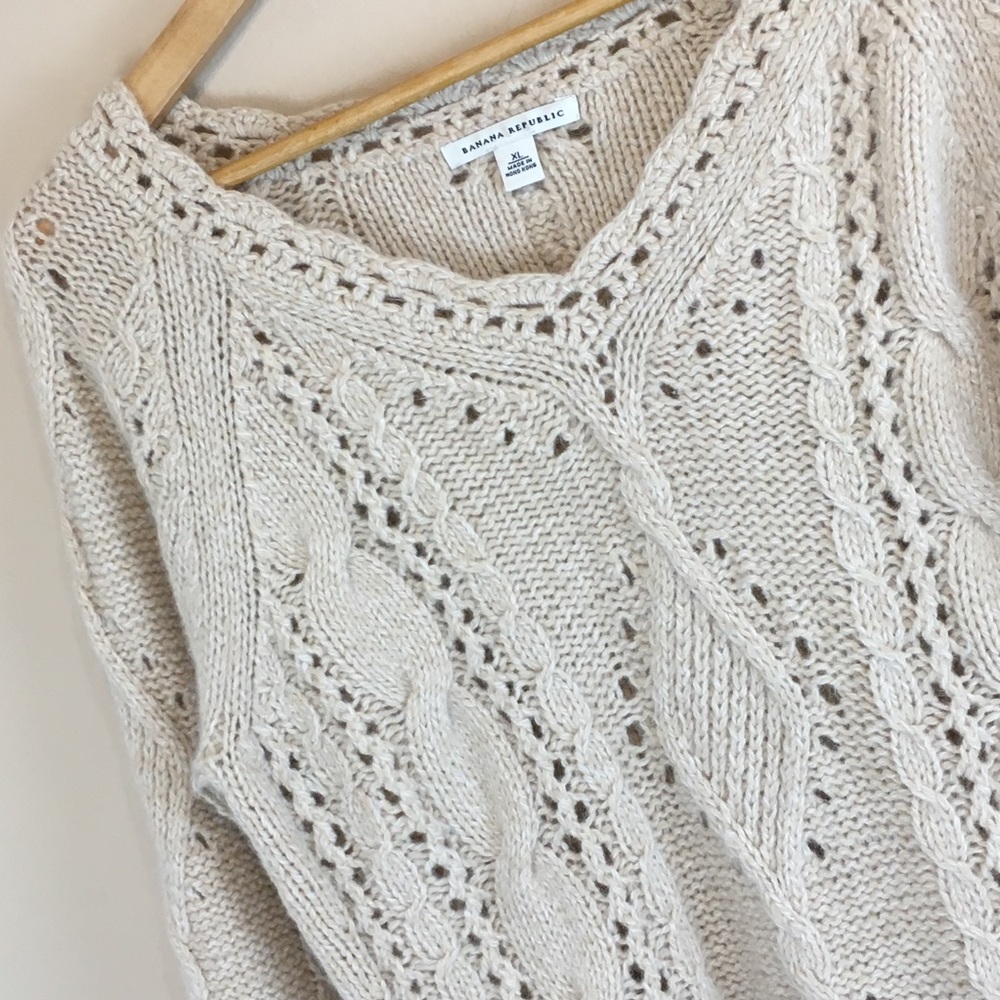 Banana Republic Chunky Open Knit Sweater - Tan